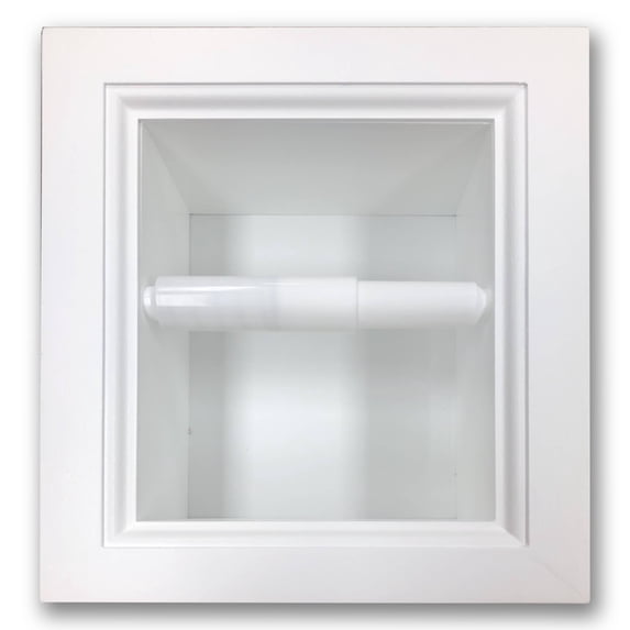 Typhon Recessed Solid Wood Toilet Paper Holder 7 x 8.5, White Enamel
