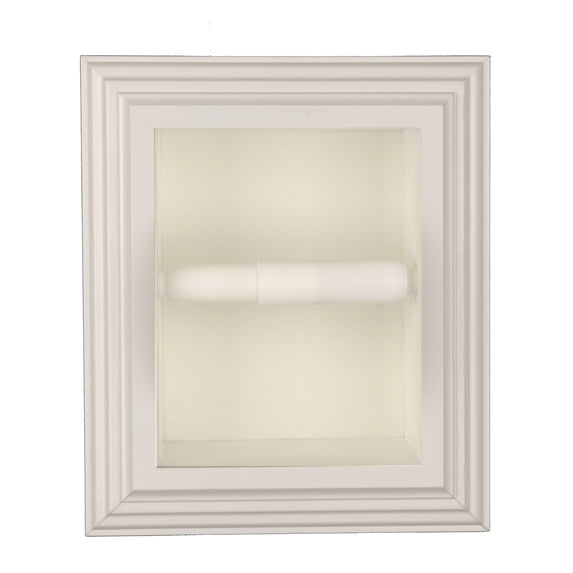 Typhon Recessed Solid Wood Toilet Paper Holder 7 x 8.5, White Enamel