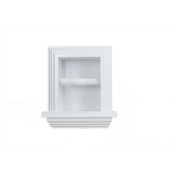 Typhon Recessed Solid Wood Toilet Paper Holder 7 x 8.5, White Enamel