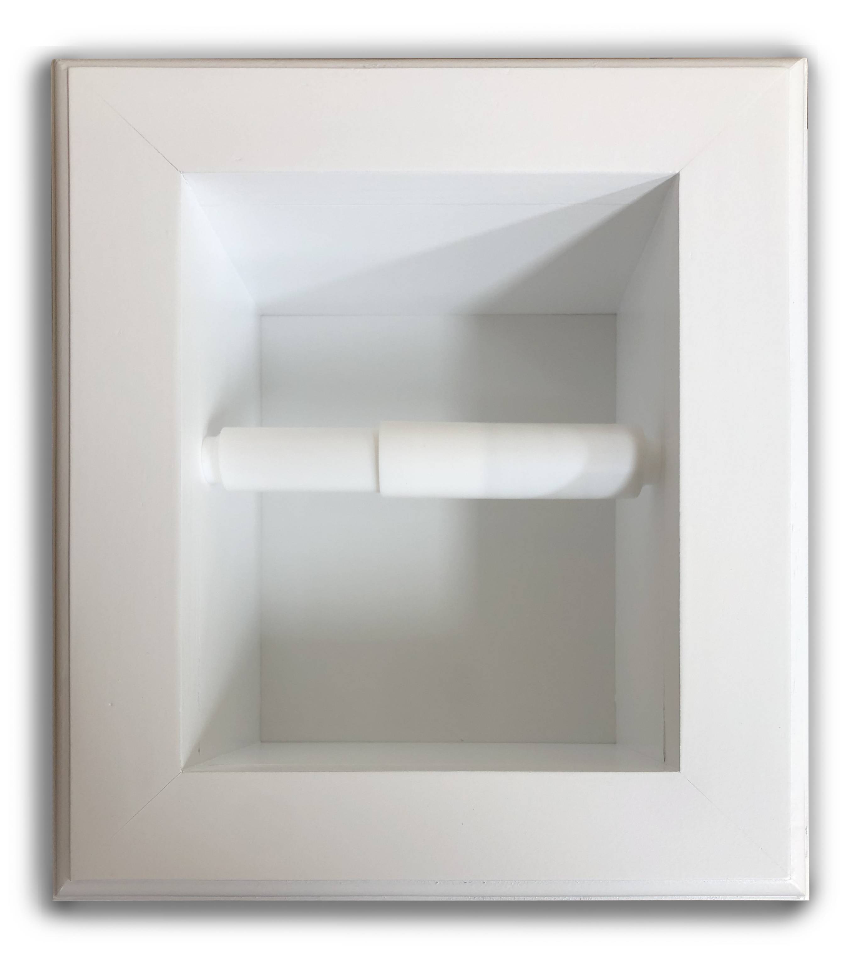 Typhon Recessed Solid Wood Toilet Paper Holder 7 x 8.5, White Enamel