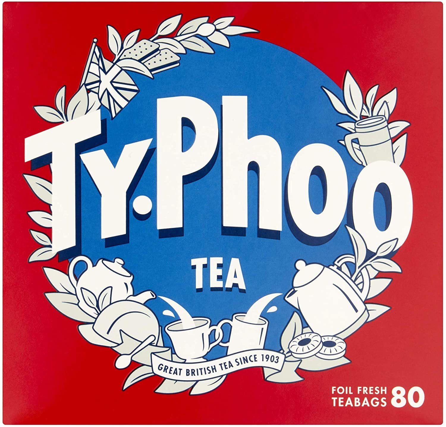 Typhoo Tea 80 Authentic English Tea Bags Individually Wrapped, Black