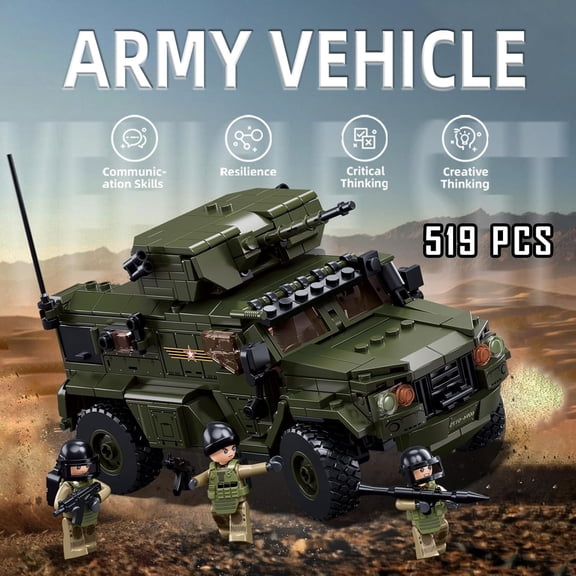 Typhoon Armoured Vehicle VDVS Building Blocks, Military Off-Road Vehicle Model Bricks Toy Set, Army Car Collection Gift  519 PCS