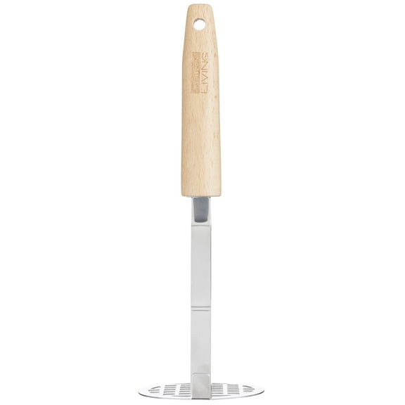 Typhoon Living Stainless Steel 'Y' Masher, Durable Mashing Utensil With Beechwood Handle, Hanging Loop for Easy Storage