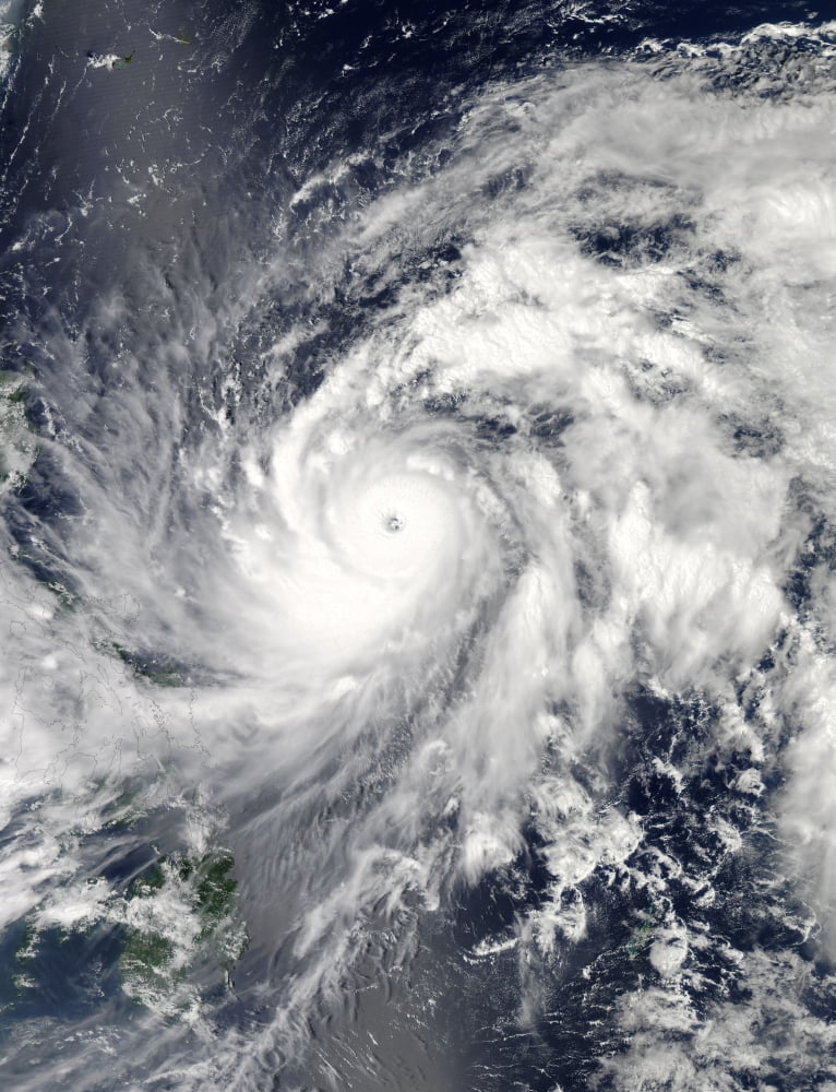 Typhoon Sanba over the Pacific Ocean and part of the Philippines Canvas Art - Stocktrek Images (25 x 32)
