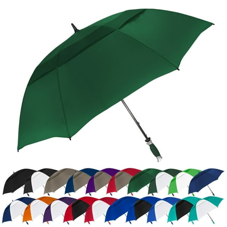 The Typhoon Tamer 62 Inch Vented Windproof Double Canopy Large Golf Umbrella for Rain and Wind, Strong Fiberglass Oversized Lightweight Professional Quality Umbrella for Men & Women, Hunter Green