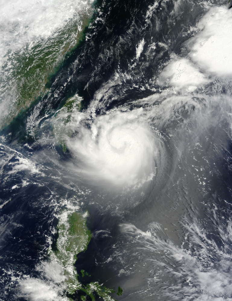 Typhoon Tembin hovers over the western Pacific Ocean Canvas Art - Stocktrek Images (25 x 32)