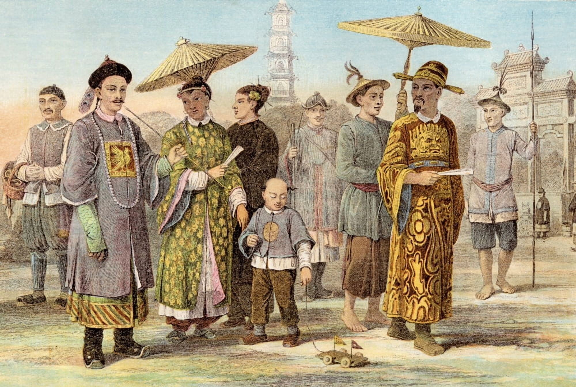 Typical Dress Of The Mongol Race - Chinese And Cochin Chinese From The Modern Cyclopedia Published By The Gresham Publishing Co London 1903 Canvas Art - Ken Welsh Design Pics (34 x 24)