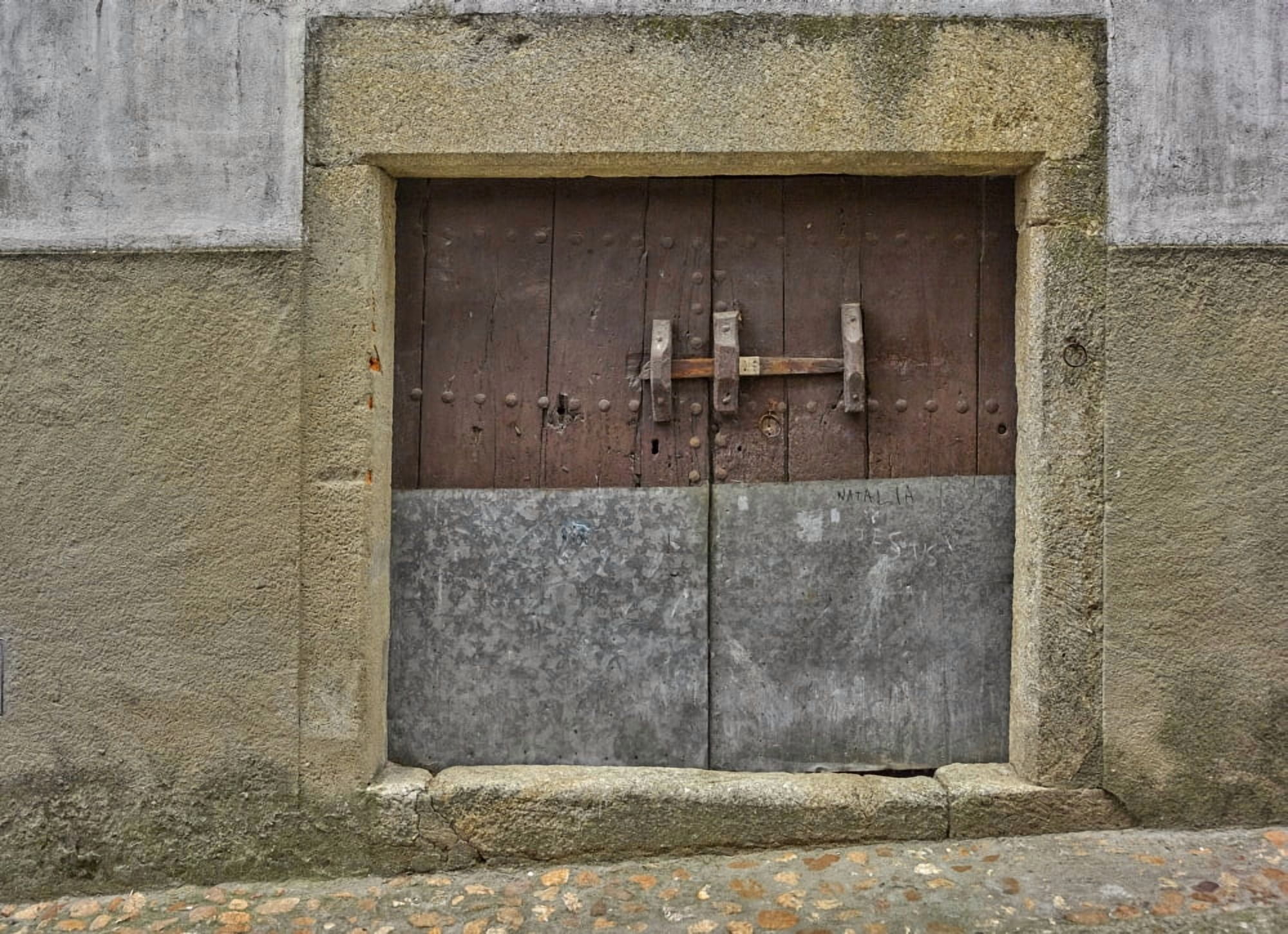 Typical traditional wooden front door San Martin de Trevejo Caceres Caceres Province Spain Canvas Art - Panoramic Images (27 x 9)