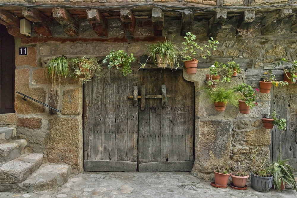 Typical traditional wooden front door San Martin de Trevejo Caceres Caceres Province Spain Canvas Art - Panoramic Images (36 x 12)