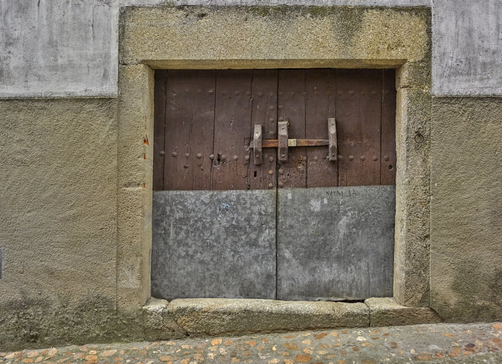 Typical traditional wooden front door San Martin de Trevejo Caceres Caceres Province Spain Canvas Art - Panoramic Images (36 x 12)