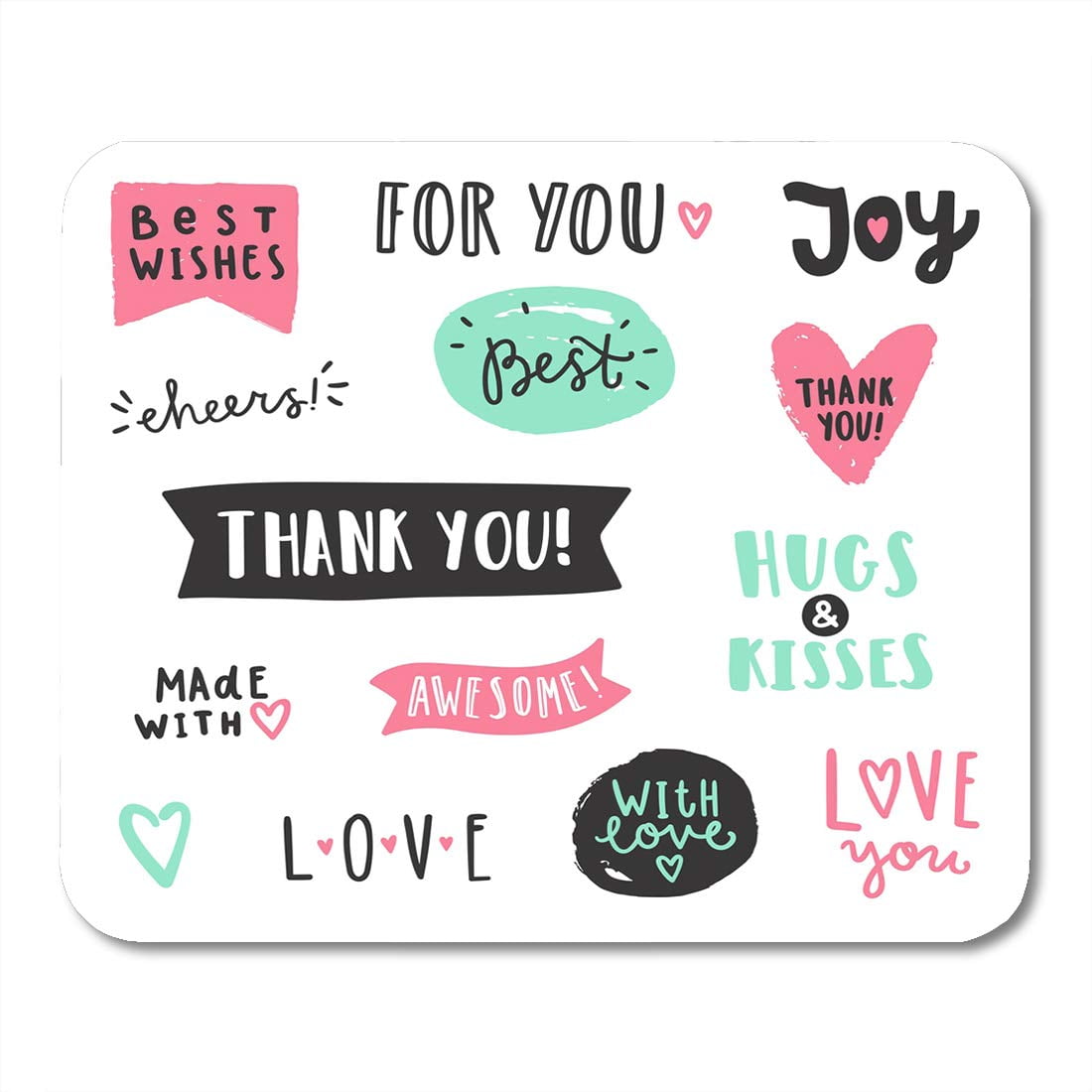 Typo Doodle of Text Labels Hand Drawn Tag Flag Mousepad Mouse Pad Mouse
