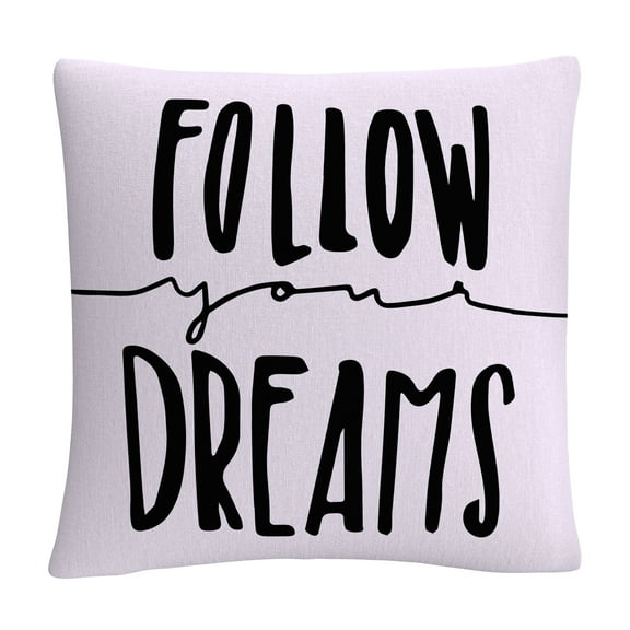Typographic Follow Your Dreams By Abc 16 X 16 Decorative Throw Pillow