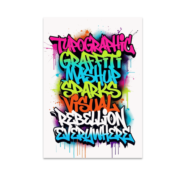 Typographic Graffiti Mashup Poster - Urban Art Enthusiast - 13x19 Poster Print