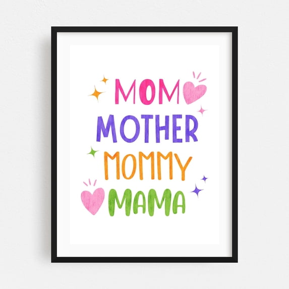Typographic poster for mothers. - Typography Quote Illustration Motivational Inspirational Black Framed Wall Art Print 16 x 20 inches