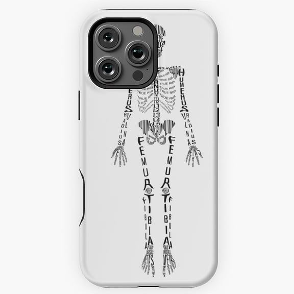Typographical Skeleton Phone Case for iPhone 16 15 14 13 12 11 Pro Max M5904148