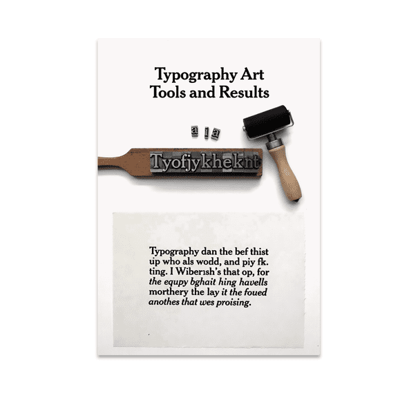 Typography Art Tools and Results Poster, Makers, Artists, and Learning Spaces, 13x19 Glossy Paper
