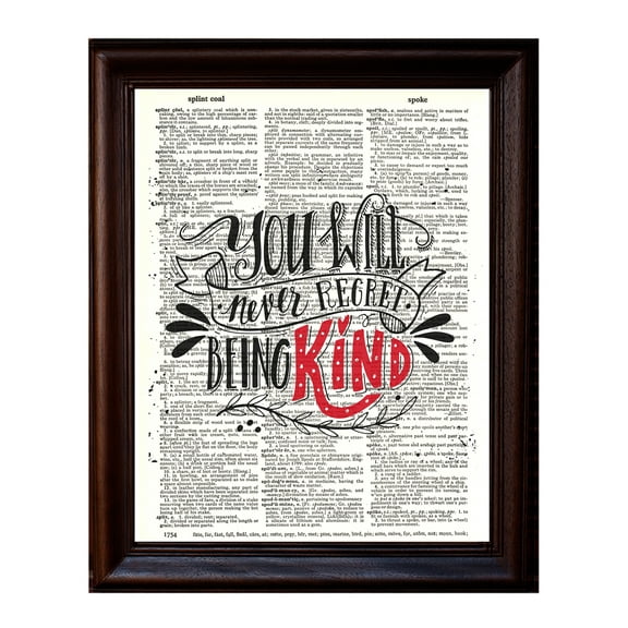 Typography - Be Kind - Dictionary Art Print Printed On Authentic Vintage Dictionary Book Page - 8 x 10.5
