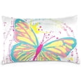 thumbnail image 1 of Typography with Butterfly Velvet Oblong Lumbar Plush Throw Pillow Cover/Shams Cushion Case - 20x26in - Decorative Invisible Zipper Design for Couch Sofa Pillowcase Only, 1 of 7
