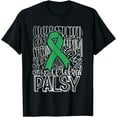 thumbnail image 1 of Typography Green Ribbon Cerebral Palsy CP Awareness Support T-Shirt, 1 of 2