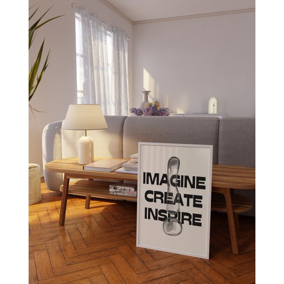 Typography Imagine Create Inspire Trendy Poster Unframed Paper Print