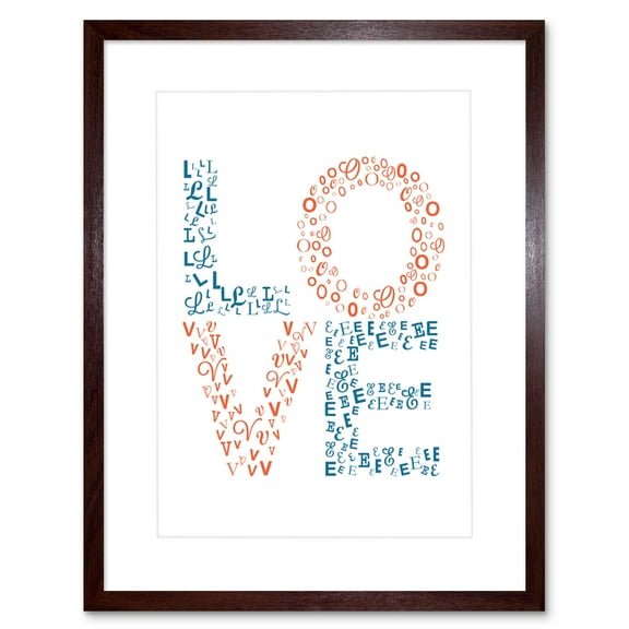 Typography Love Letters Framed Wall Art Print