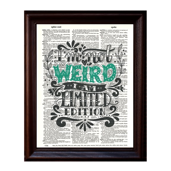 Typography - Not Weird - Dictionary Art Print Printed On Authentic Vintage Dictionary Book Page - 8 x 10.5