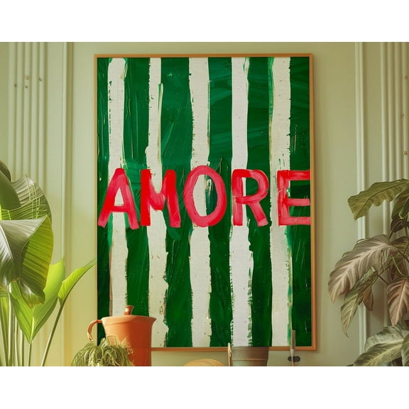 Typography Poster, Green Wall Art, Stripe Print, Kitchen Wall Decor, Psychedelic Art, Dopamine Decor, Eclectic Wall Art, Maximalist Poster Wall Art, Modern Wall Decor, 8x12 UNFRAMED