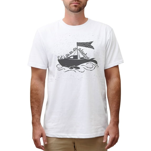 Typography Poster With Boat Printed Cotton Round neck Men T-shirt MTS_00 2XL