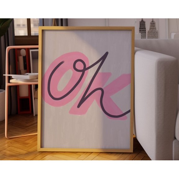 Typography Print, Pink Living Room Decor, Bold Poster, Trendy Decor, Girly Decor, Bedroom Decor, Dopamine Decor, Aesthetic Dorm Decor Wall Art, Modern Wall Decor For Living Room, 12x18 UNFRAMED