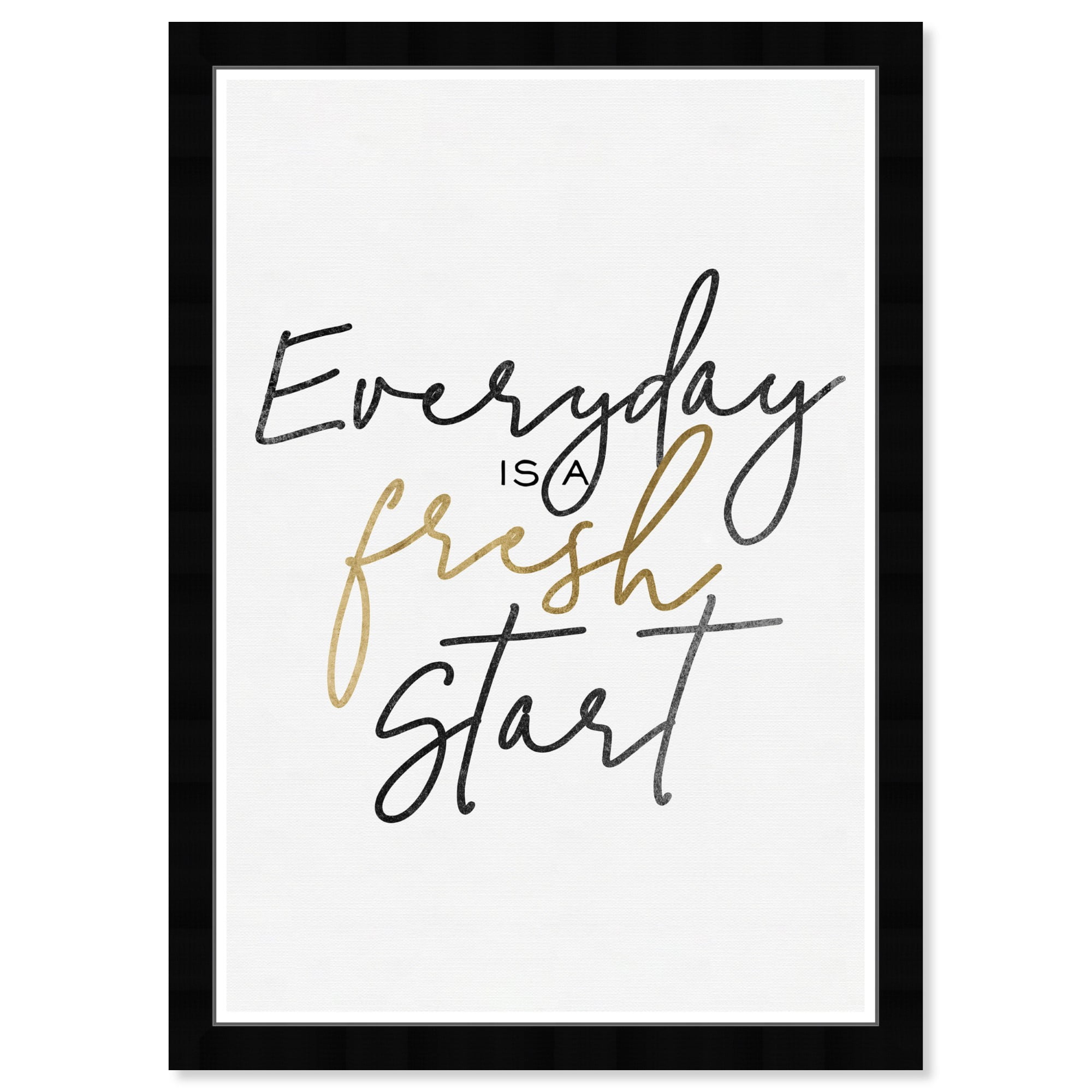 Black Framed Motivational Typography Print with Gold Accent, 19" x 13"