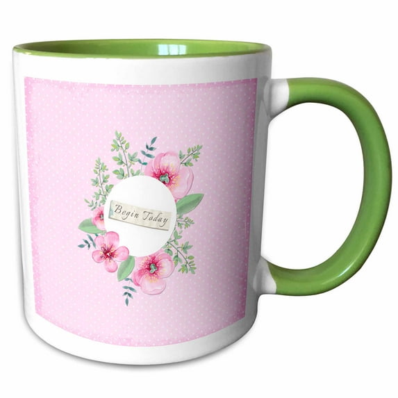 Typography floral watercolor pink Vintage Shabby-chic flowers flower 11oz Two-Tone Green Mug mug-252375-7