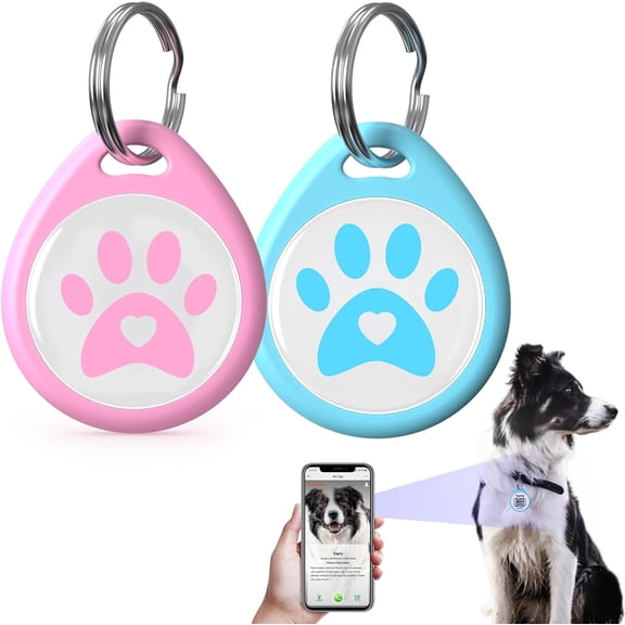 Typpkmm 2-Pack Smart Qr Code Pet Id Tags - GPS Location Alerts Via Email, Anti-Lost Dog Collar