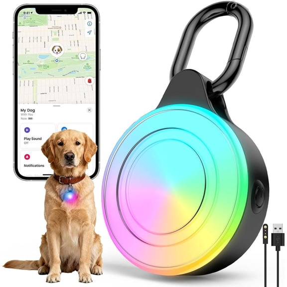 Typpkmm 2-in-1 GPS Tracker Dog Light with Smart Tracking Pet LED Light for