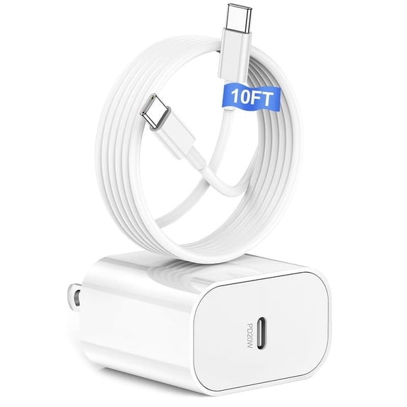 Typpkmm 20W USB C Fast Charger with 10ft Cable Compatible with iPhone 15