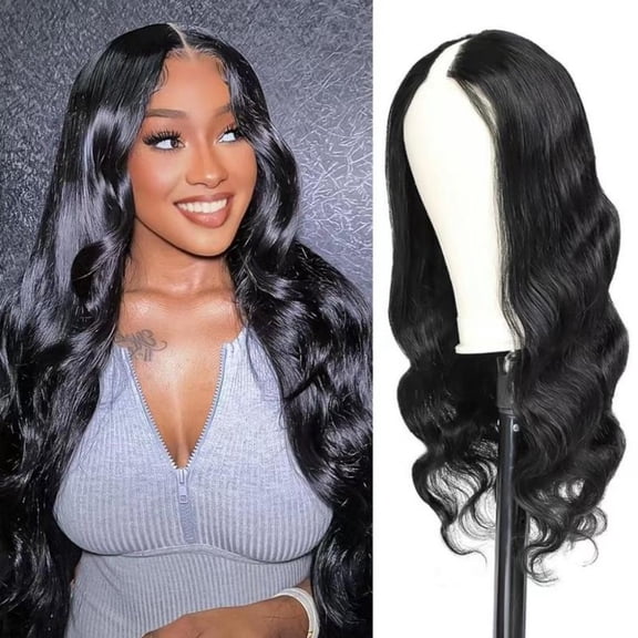 Typpkmm | 30 V Part Body Wave Wigs Human Hair Full Head Clip in Half Wig No Leave Out Lace Front Wigs Upgrade U Part Glueless Wigs 36 Inch