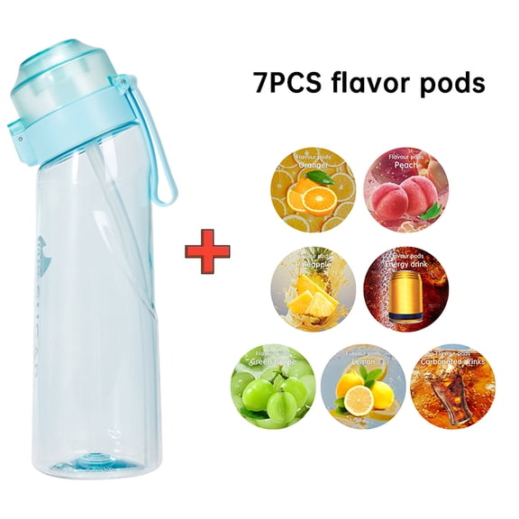 Typpkmm Air Water Bottle with 7pc Flavor Pods Portable 7pc, Blue