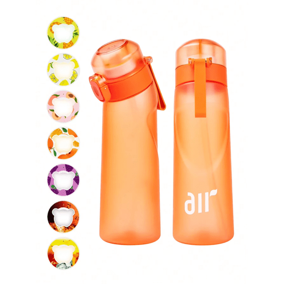 Typpkmm Air Water Bottle with 7pc Flavor Pods Portable 7pc, Orange
