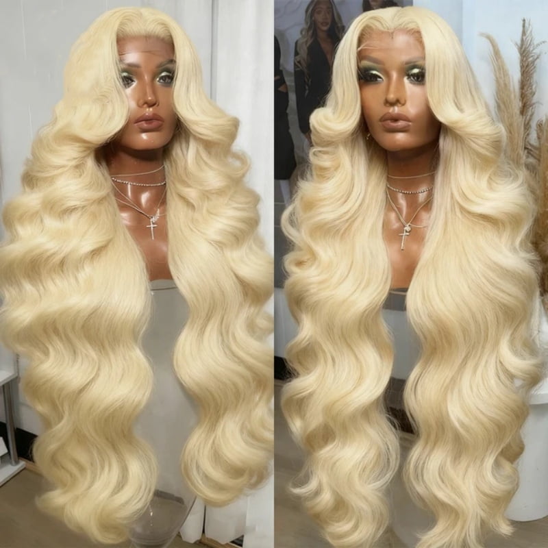 Typpkmm: Body Wave Human Hair Wigs 613 Blonde 13x6 HD Lace Frontal Wigs Preplucked with Natural Hairline 250 Density Curly Human Hair Wig