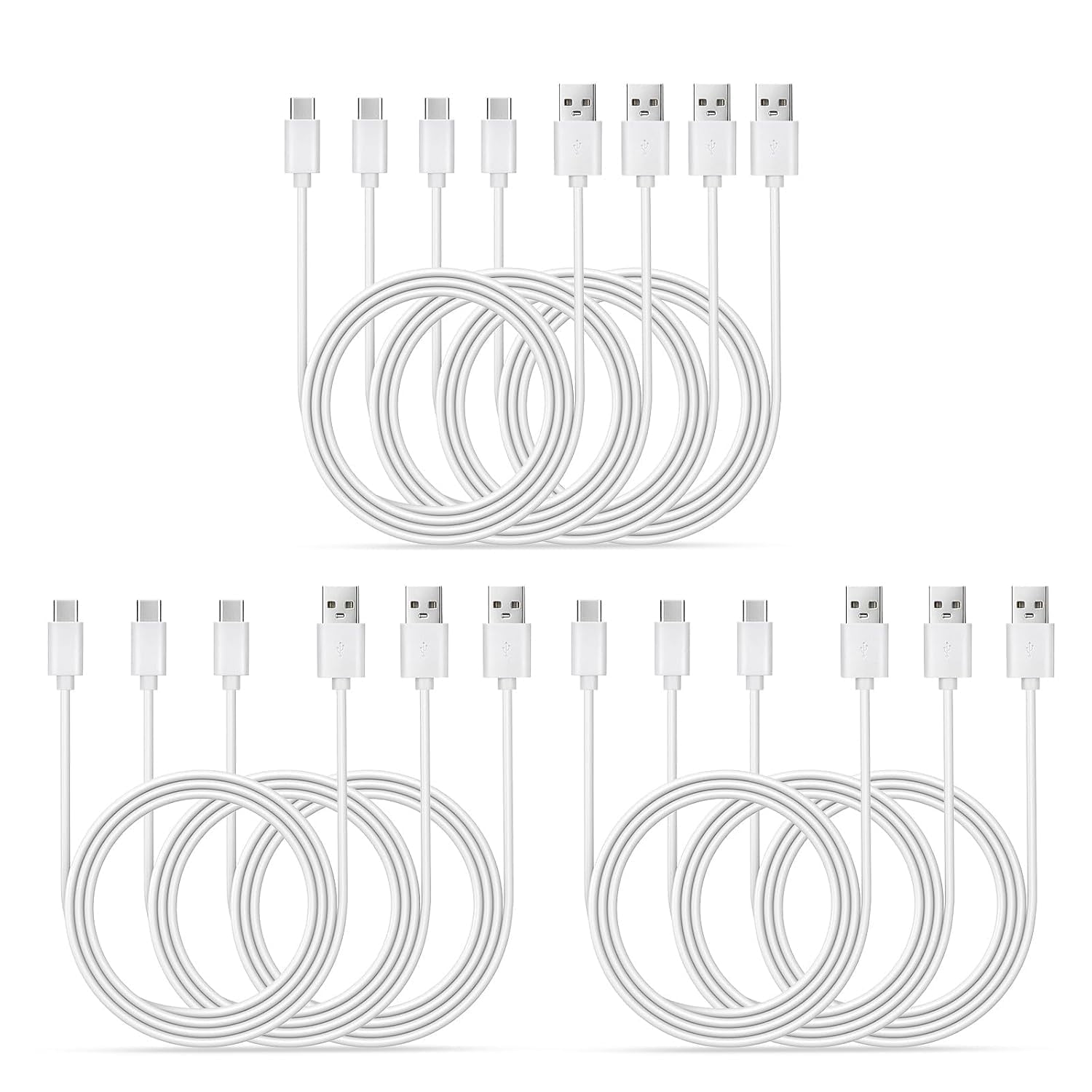 Typpkmm Bulk USB-C Cable 10-Pack Type C Charging Cord 3ft, White