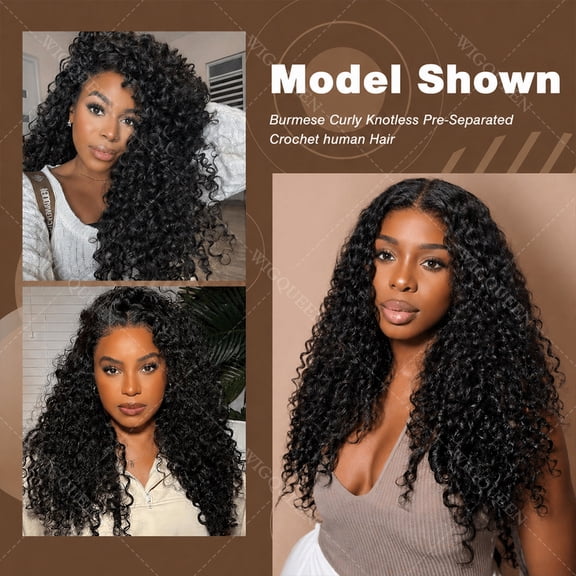 Typpkmm Burmese Curly Crochet Hair, Unprocessed Human Hair Extensions, 12A Water Wave Style, 12 Inch, 15A