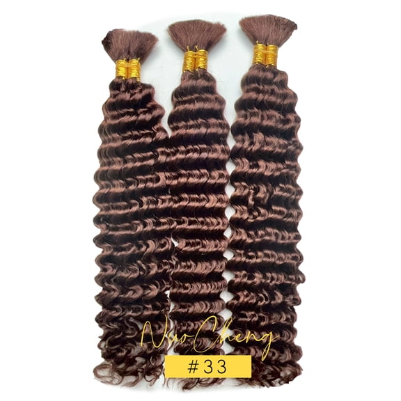 Typpkmm Deep Wave Bulk Human Hair for Braiding No Weft 100g 1 Pack, 33