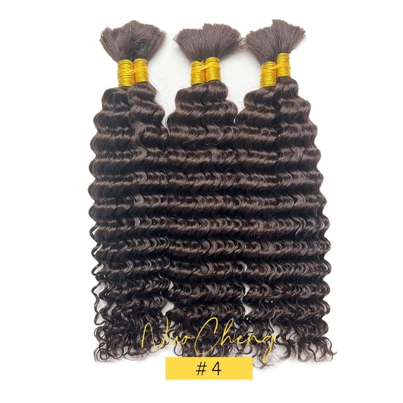 Typpkmm Deep Wave Bulk Human Hair for Braiding No Weft 100g 1 Pack, 4