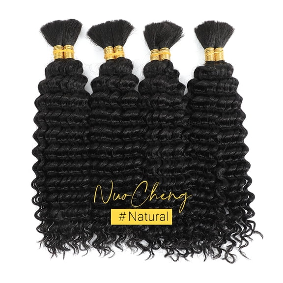 Typpkmm Deep Wave Bulk Human Hair for Braiding No Weft 100g 1 Pack, Natural 1B