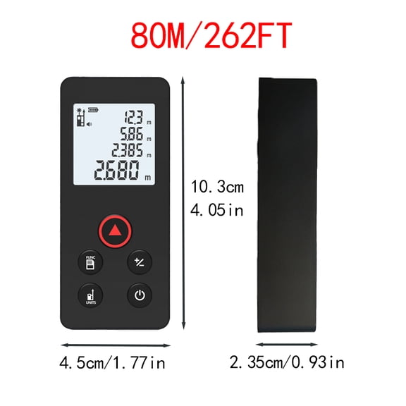Typpkmm Digital Laser Rangefinder, 50m to 80m Distance Measuring Tool, Surveying Equipment with Display, 80M