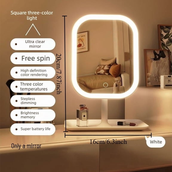 Typpkmm Dimmable LED Makeup Mirror with Stand Touch Control Vanity Mirror