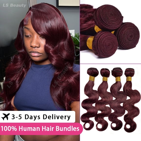 Typpkmm  Durable 99j Body Wave Burgundy Bundles 100 Human Hair Bundles 1/3/4 Bundles Wine Colored Brazilian Hair Weave Bundles Red