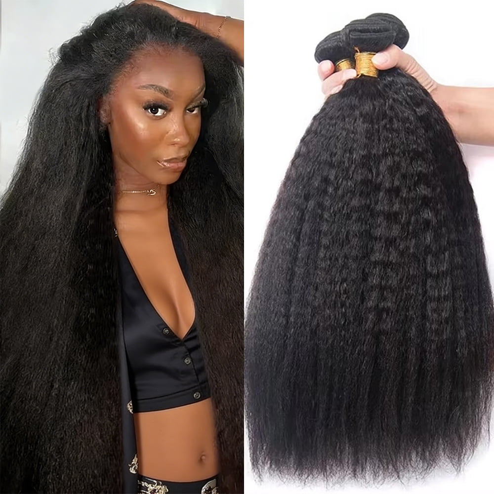 Typpkmm, Durable Indian Raw Remy Virgin Unprocessed Human Hair 15A Kinky Straight Bundles Yaki Straight Double Weft Bulk Braiding Hair 30 Inch