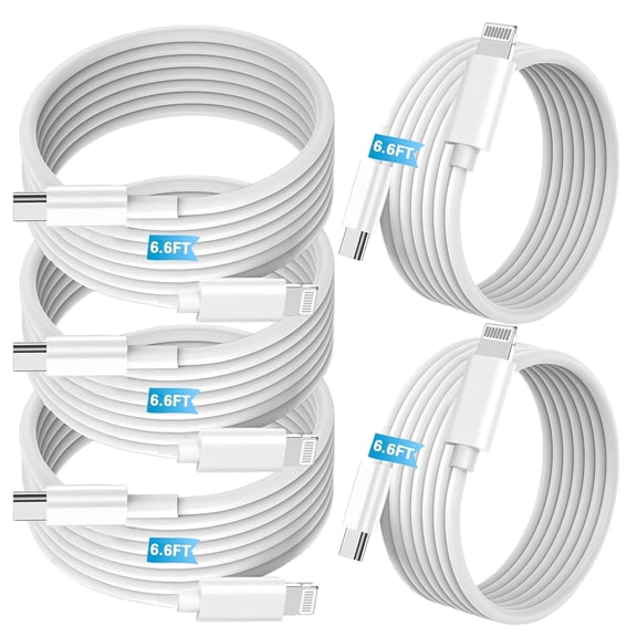 Typpkmm Fast Charging Cable Compatible with Iphone 5 Pack, White