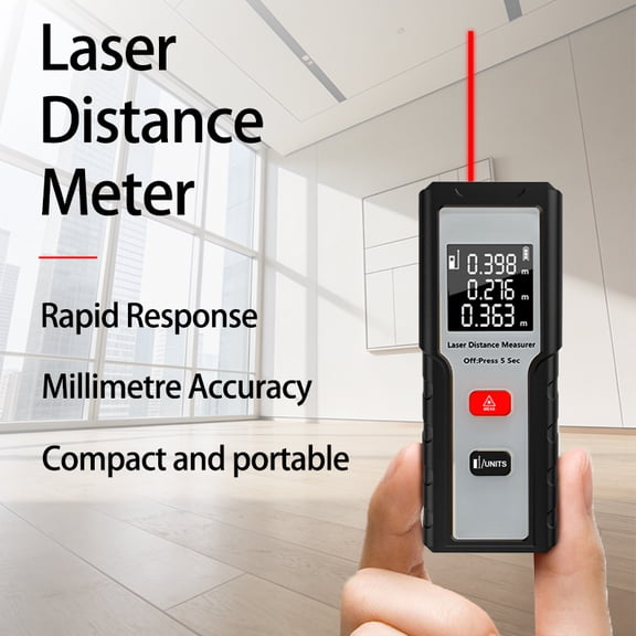 Typpkmm High-Precision Mini Laser Distance Meter, High Definition Backlit Digital Display 1PC