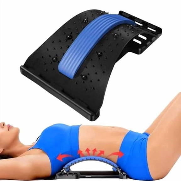 Typpkmm Lumbar Support Board Back Stretcher with 4 and Level Adjustable Cracker for 13.33 X, Blue